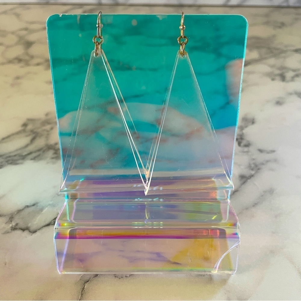 Forever21 Modernist clear triangular earrings